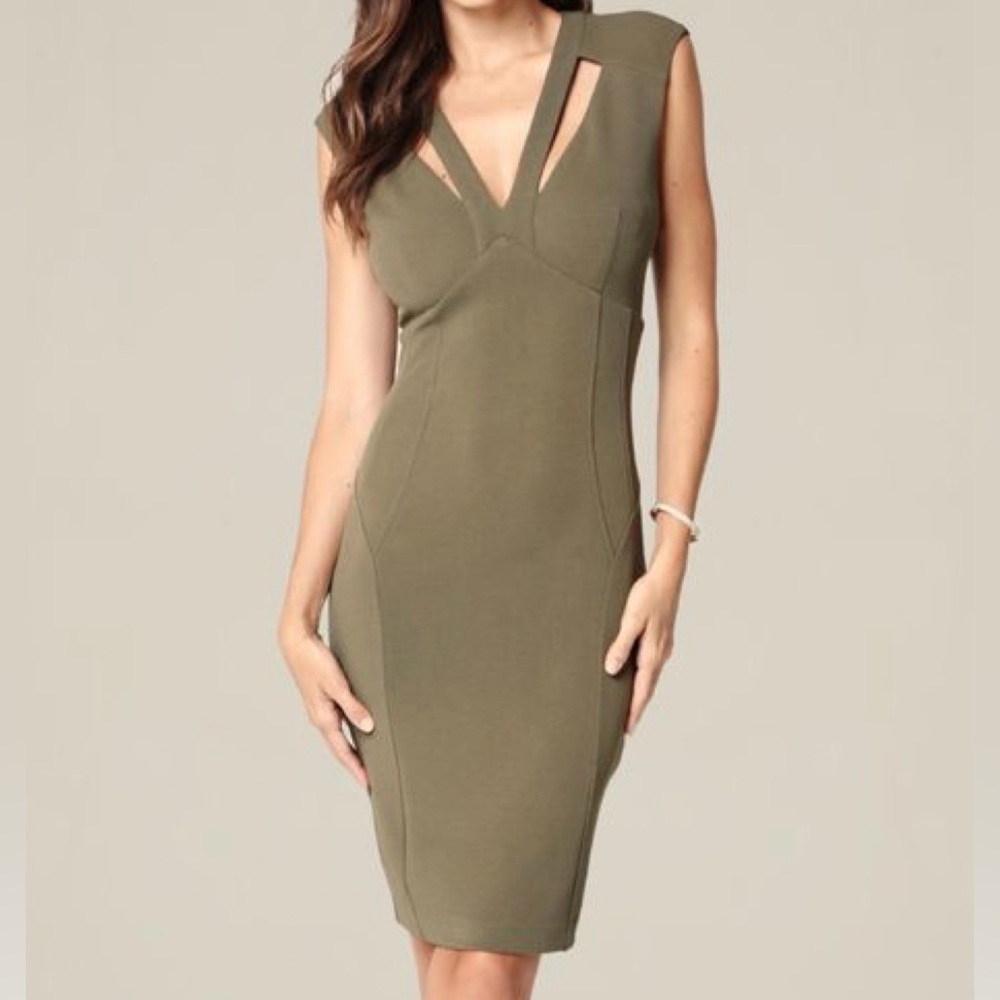 Bebe Chic Olive Green Midi Dress